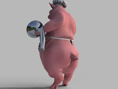 Pig waitress Low-poly 3D model