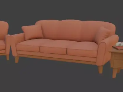 Cartoon style sofa set 3D model shop