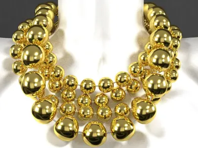 Big Metal Balls Necklace 3D model