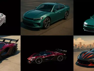 Sport Car bundle 16 pack 100 glb 3D model