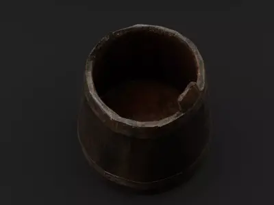 Wooden Bucket Low-poly 3D model