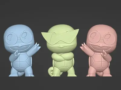 SQUIRTLE SQUAD CHIBI SHADES SUNGLASSES POKEMON 3 MODELS 3D print model