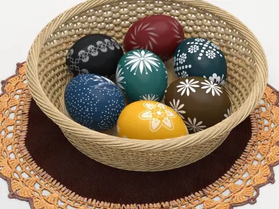 Easter eggs and Willow twigs 3D model