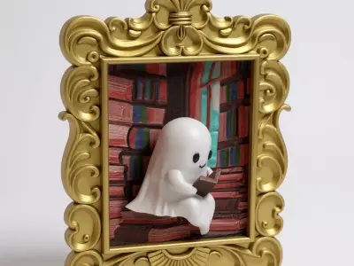 3D Halloween Frame Ghost Reader 3D print model