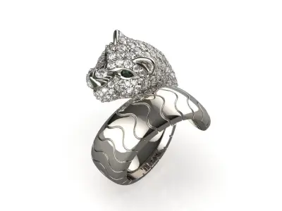 Diamond Panther Ring 3D print model