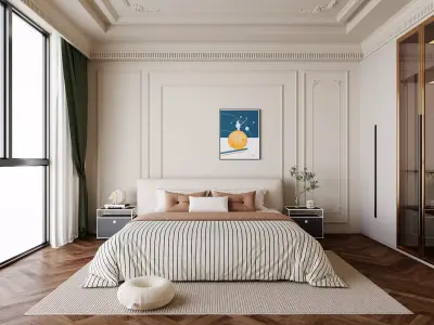 Elegant Neoclassical Master Bedroom 3D model