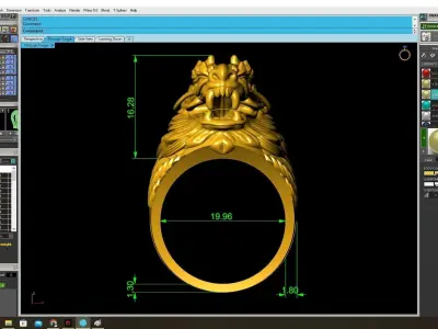 Luxury Chinese Dragon Head Mens Ring  3858 3D print model