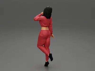 Sexy athletic lady sporty girl standing in sportswear clothes 3D print model