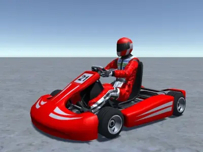 Low Poly Kart With Player 3 Low-poly 3D model