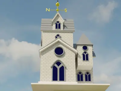 Birdhouse in middle of field 3D model