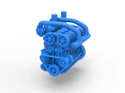Twin Turbo straight-six engine Version 2 Scale 1 to 25 3D print model