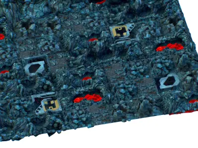 Undeground Base Module Lava Stone Cave Low-poly 3D model