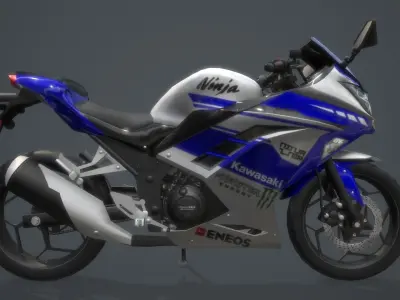 Kawasaki Ninja 300 motorcycle  Low-poly 3D model