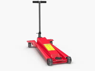 Floor Car Jack Red Low-poly 3D model