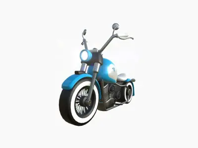 Motorcycle Cartoon A16 Blue White - Custom Vehicle Design Low-poly 3D model