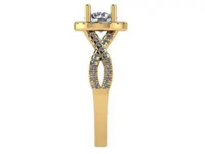 Halo Twisted Ring with pave setting on shank 3D print model