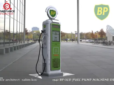  OLD BP GASOLINE PUMP DESIGN Low-poly 3D model