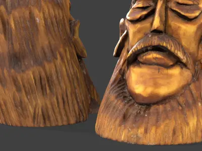 Wooden Head Low-poly 3D model