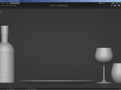 Holiday Decor - Wine - Glasses - Candles 3D model