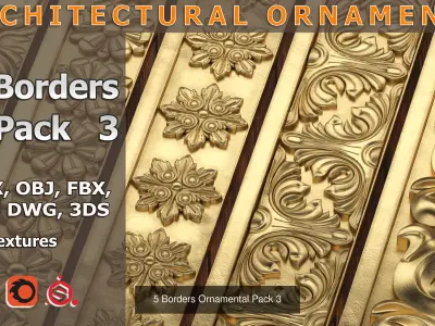 50 Borders Ornamental in One Pack 3D Model Collection