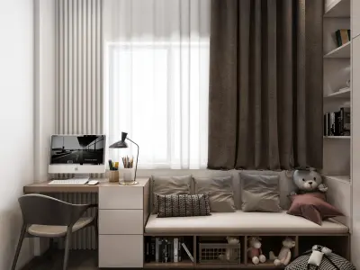 Cozy Bedroom interior scene 3D model 3D model