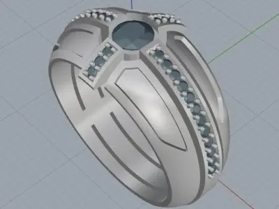 Ring 3d wedding with diamonds and onyx 3D print model