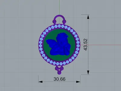 Pendant 3D print model cupid in silver and gold 3D print model