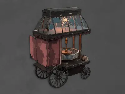 Street Cart Food Bakery Stylized Low-poly 3D model