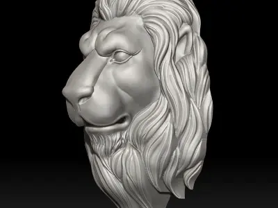 Lion Pendant Sculpture jewelry gold Necklace 3D print model