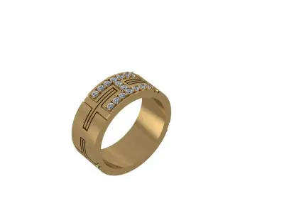man ring with  diamonds  3D print model 3D print model