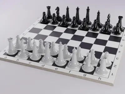 Chess board with pieces 3D model