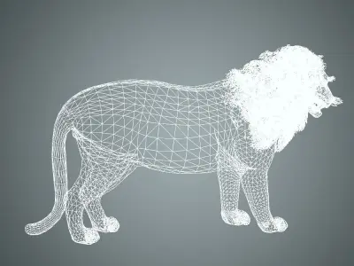 lion with animation Low-poly 3D model