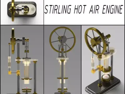 Stirling Hot Air Engine 3D model