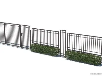 modern fence collection Low-poly 3D model