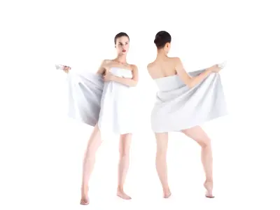 Female in bath towel 03 Low-poly 3D model