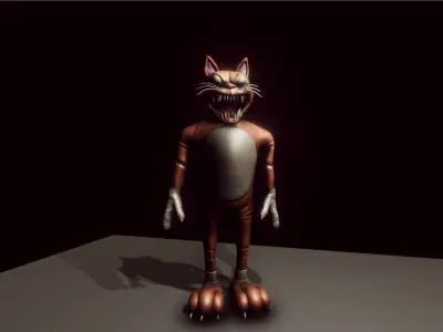 Creepy Mascot Horror Toy - Plush Scary Cat Monster Low-poly 3D model