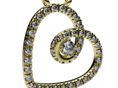 Pendant Heart In Gems 3D print model