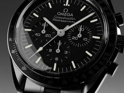 Omega Speedmaster watch with Box 3D model