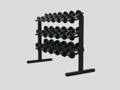 Dumbbell rack with dumbbells Free 3D model