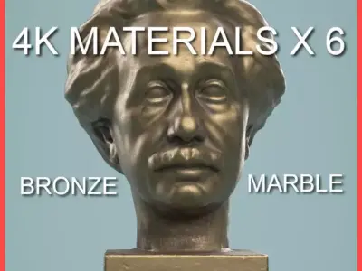 Einstein Bust PBR Low-poly 3D model