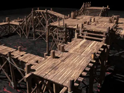 Medieval wooden structures 3D model