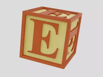 Kids Letter Block - E Letter Low-poly 3D model