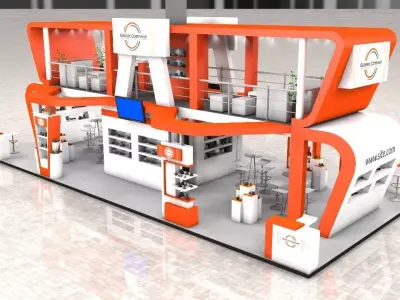 Exhibition Stand Booth stall 15x7m Height 500cm 4 Side Open 3D 3D model