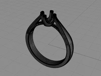 D-1581 diamond solitaire engagement ring 3D print model