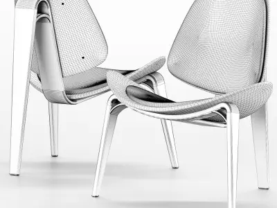 red wood chair 3D model