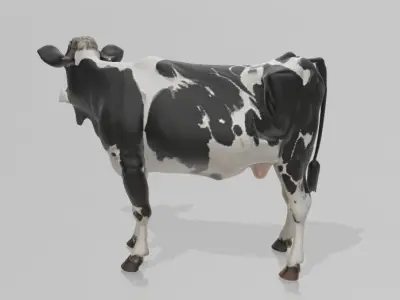White Black Cow 3D Printable Model STL OBJ 3D print model