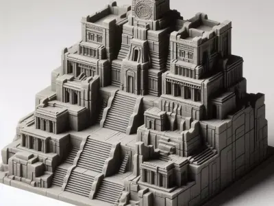 Ancient Stone City Mythical Architecture 3D print model