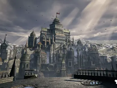 Black Fantasy Castle Environment Low-poly 3D model