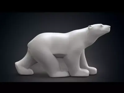 Polar Bear Modern Marble Sculpture Low-poly 3D model