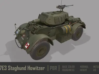 T17E3 Staghound Howitzer Armoured Car Low-poly 3D model